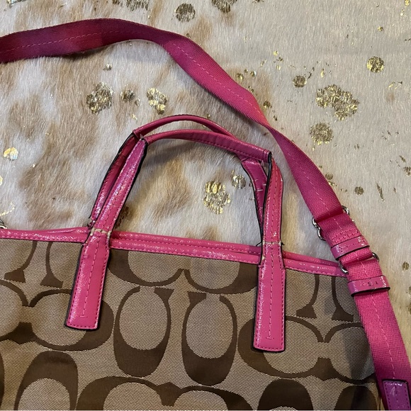 Coach Khaki and Fuchsia Bag-Bad Condition-Craft Project - Picture 7 of 10